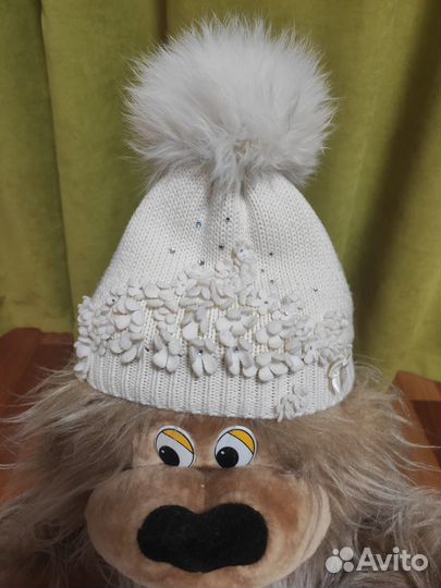 Шапка детская шерстяная с помпоном