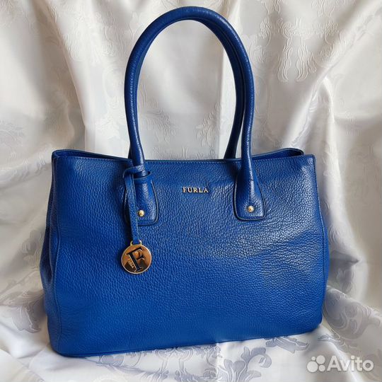 Васильковая сумка Furla оригинал, натуральная кожа