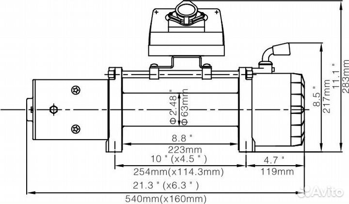 Лебёдка электрическая 12V Runva 8000 lbs 3629кг