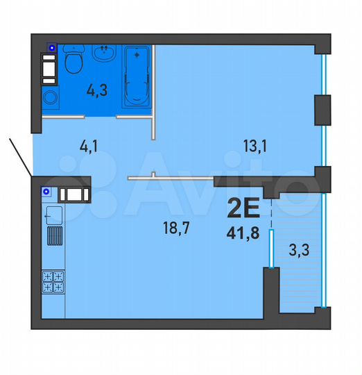 2-к. квартира, 41,8 м², 11/16 эт.