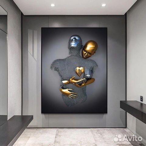 Модная 3D картина-Металлические люди