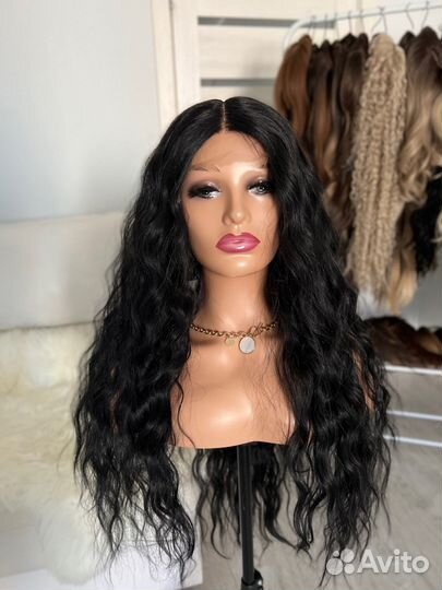 Парик волнистый черный на сетке