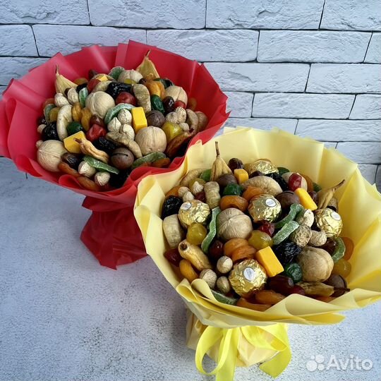 Съедобные букеты из сухофруктов и орехов