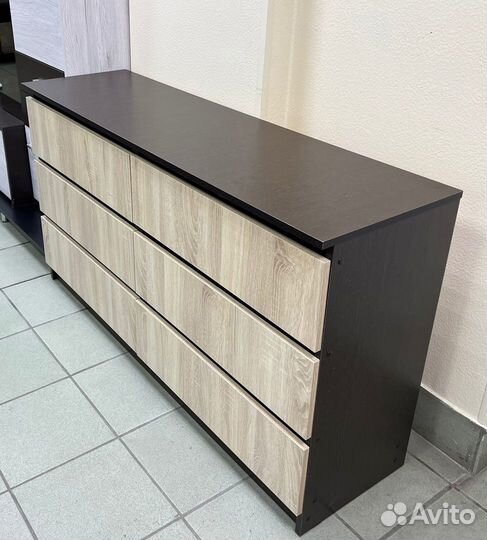 Сура Комод 6 ящиков (Венге/сонома) 1384х770х400