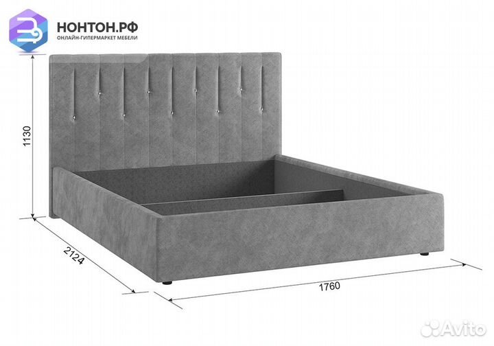 Кровать Кристи 2 1.6 м серая