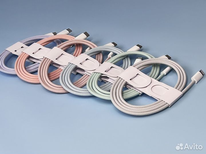 Кабель USB-C to lightning 1 m плетеный все цвета