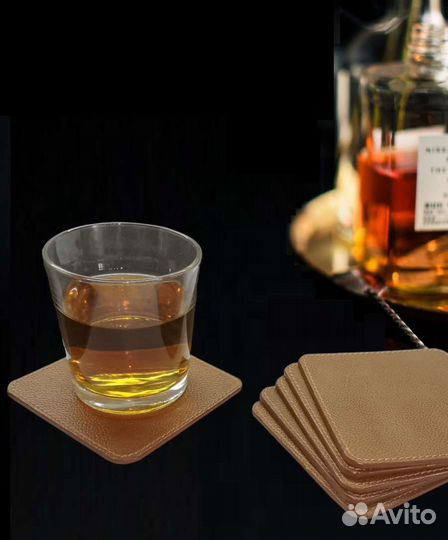 Бирдекели набор костеров из натуральной кожи 6шт