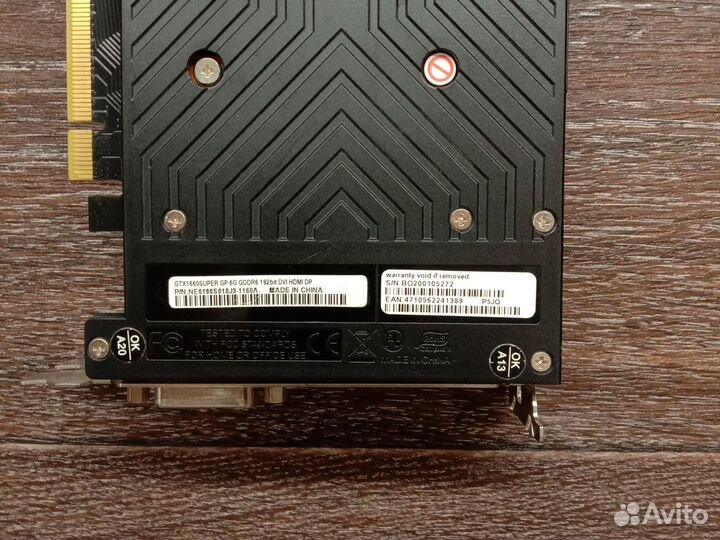 Видеокарта gtx1660 super Palit