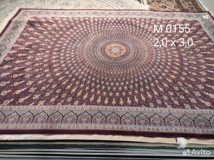 Иранский ковер Бамбуковый шелк бордовый Кум