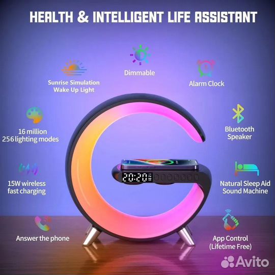 Часы, светильник,колонка, зарядное, ночник