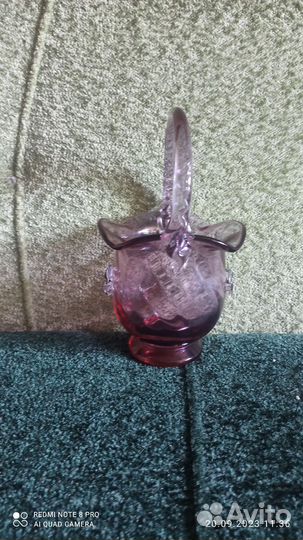 Ваза конфетница из цветного стекла СССР