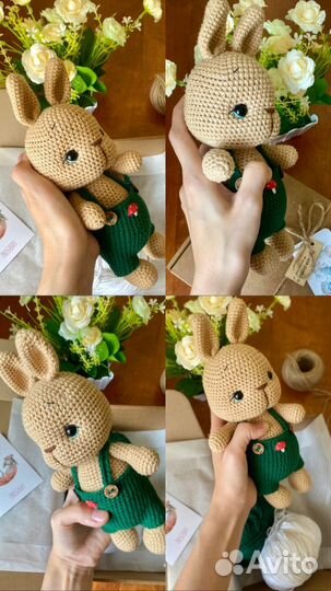 Вязанная игрушка зайка, ручная работа