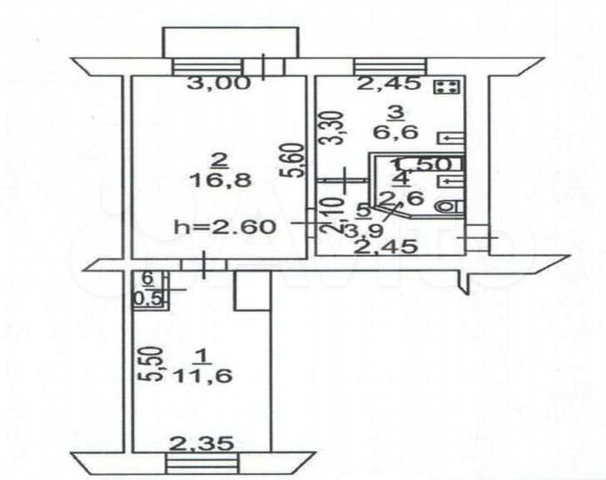 2-к. квартира, 43 м², 2/2 эт.