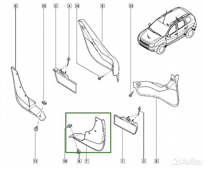 Брызговик Renault Duster F4R 2012