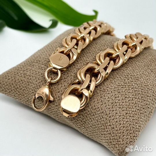 Золотой массивный браслет Бисмарк 85,05 гр