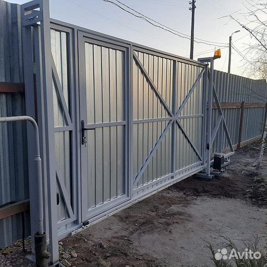 Откатные ворота+установка