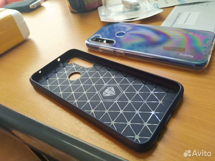 Чехол для Redmi Note 8 (синий графит и карбон)