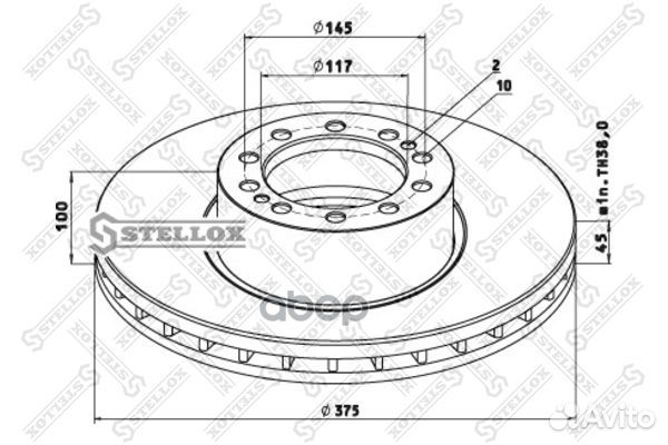 85-00803-SX диск тормозной 375x117x100/45 10n