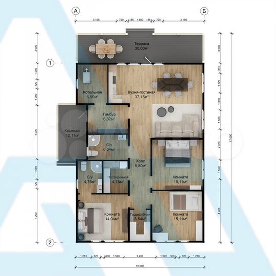 Дом 163 м² на участке 8 сот.