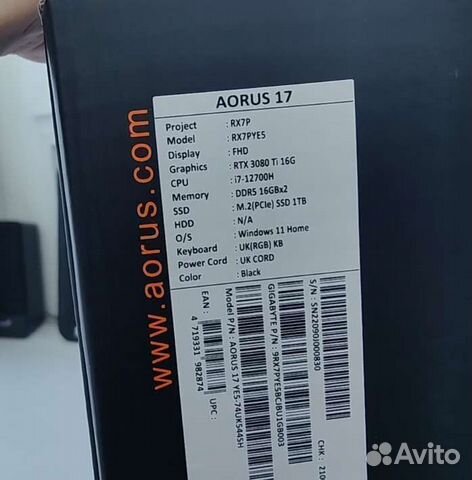 Aorus 17 YE5 RTX 3080ti 16gb объявление продам
