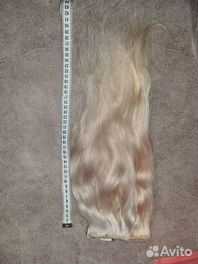 Волосы натуральные на заколках блонд