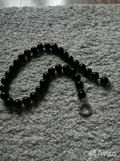 Бусы/колье Коралл, Черный Оникс, Жадеит