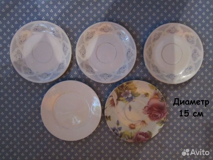 Блюдца, бокалы, рюмки, хрустальный рог