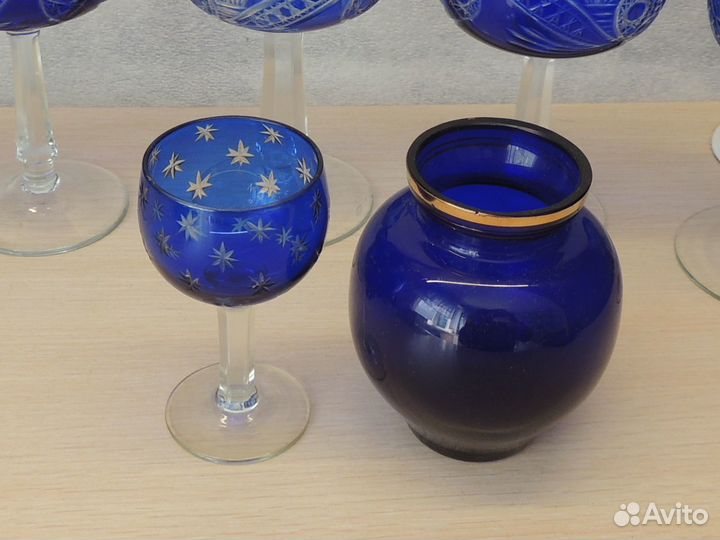 Креманка хрусталь кобальт времен СССР