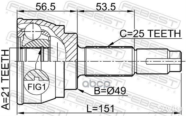 Шрус наружный 21X49X25 0210-080 Febest