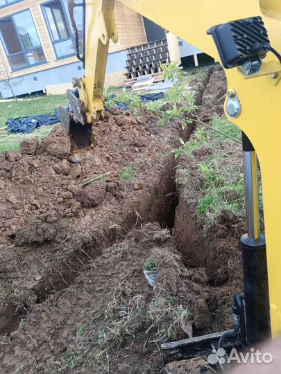 Услуги мини экскаватора, услуга ямобура, дренаж