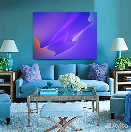 Картина абстракция. Синее свечение