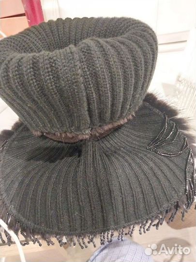 Шапка женская норковая вязанная