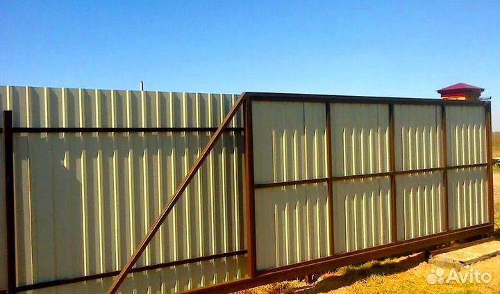 Откатные ворота металлические под ключ