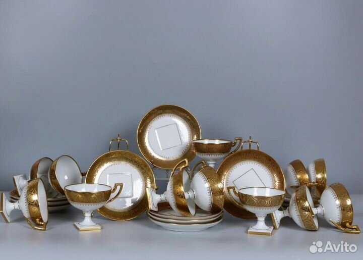 Набор редких антикварных чайных пар. Limoges