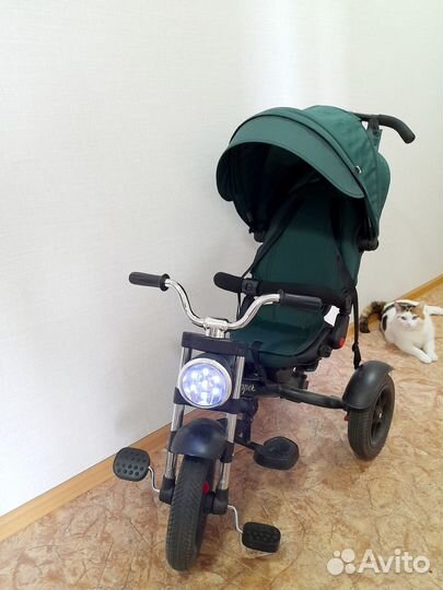 Трехколесный велосипед с ручкой chopper зеленый
