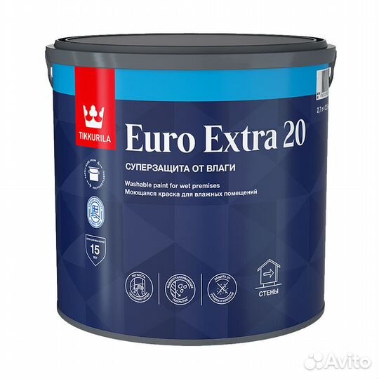 Краска моющаяся Tikkurila Euro Extra 20 база С бес