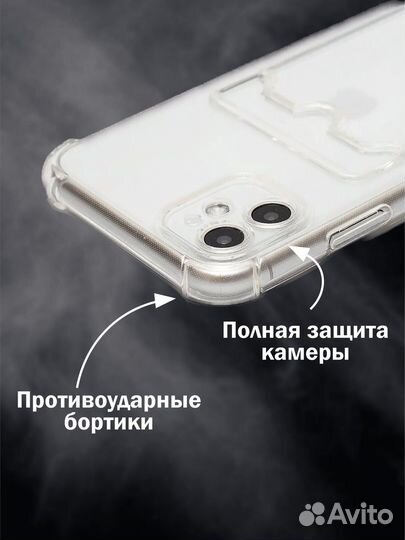 Чехлы iPhone 11 прозрачные с картхолдером опт