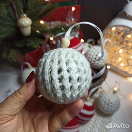Вязаные елочные шары