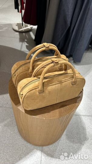 Мини сумка из замши с двойной ручкой zara