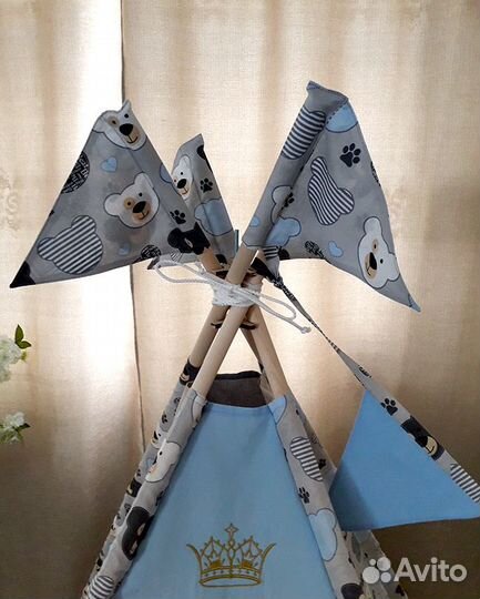 Детский домик (вигвам, коврик, флажки, гирлянда)