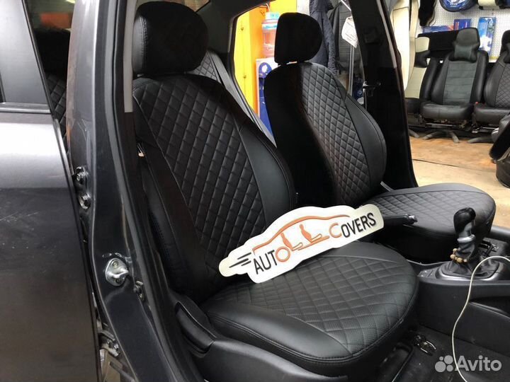 Чехлы на Киа Рио 3 Автопилот из Экокожи Ромб