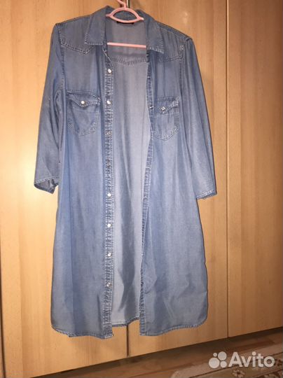 Джинсовое платье-рубашка 42 размер
