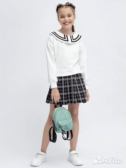 Костюм для девочки жилет/юбка в клетку
