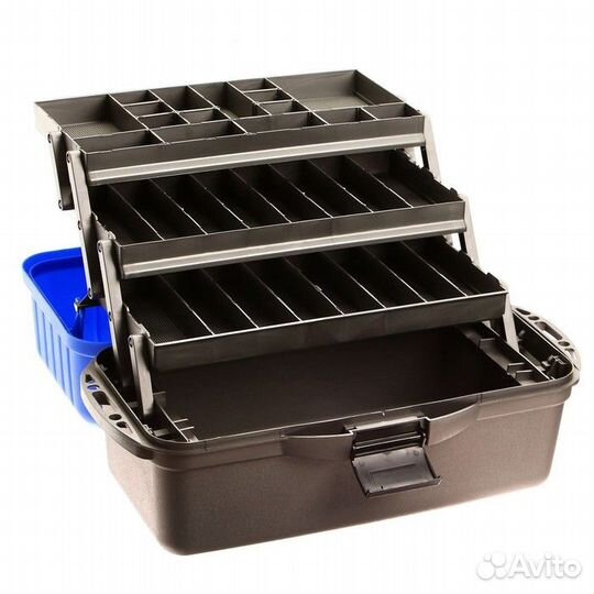 Ящик рыболовный helios трёхполочный, синий