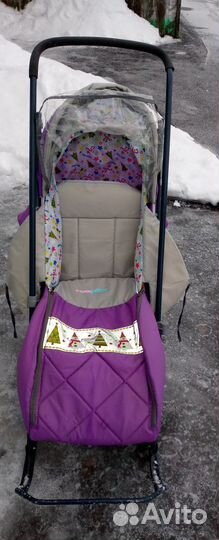 Детские санки коляска с колесами
