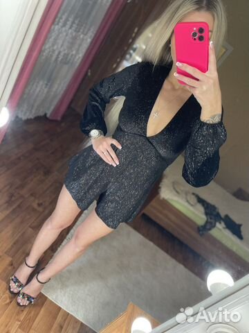 Комбинезон черный блестящий