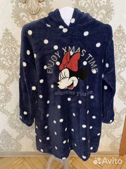 Женская домашняя удлиненная толстовка из плюша