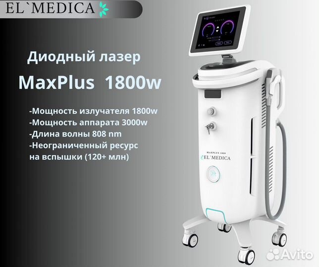 El’Medica MaxPlus 1800W 2023 года, диодные лазеры