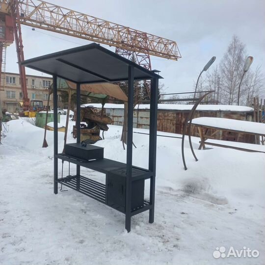 Мангал с печкой под казан в стиле лофт