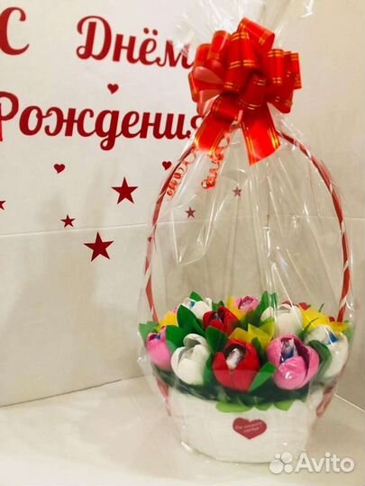 Сладкая корзина из конфет